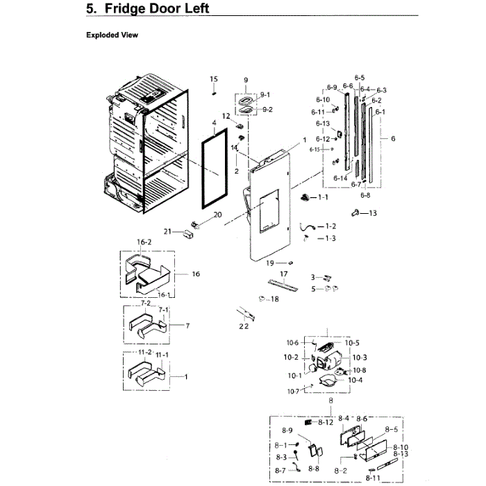 Fridge Door L Diagram and Parts List for RF26J7500SR AA-01 Samsung Refrigerator