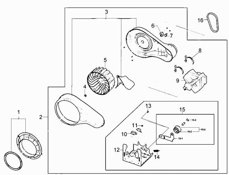 Motor Assy Diagram and Parts List for DV220AGW XAA Samsung Dryer