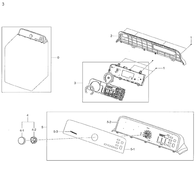 Control Panel Diagram and Parts List for DV48H7400EW A2-0002 Samsung Dryer