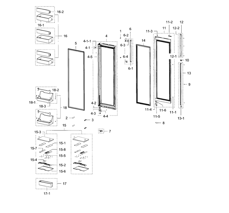Door-fridge Diagram and Parts List for RH30H9500SR AA-0000 Samsung Refrigerator
