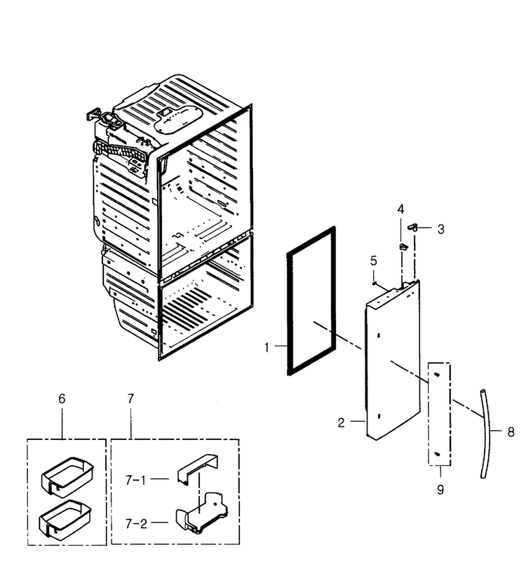 Right Door Diagram and Parts List for RFG29PHDBP XAA-0002 Samsung Refrigerator