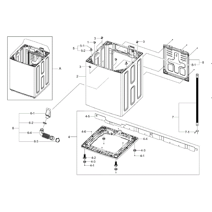 Frame Diagram and Parts List for WA422PRHDWR AA-00 Samsung Washer