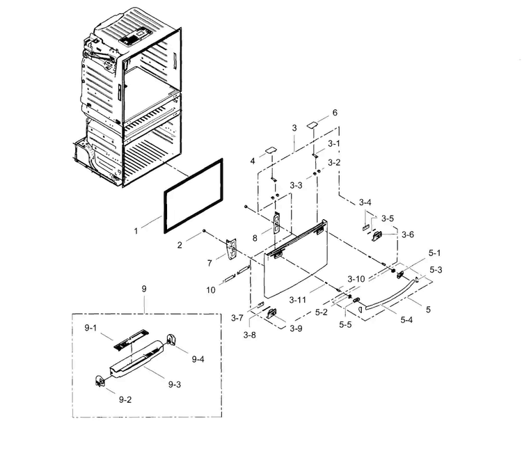 Freezer Door Diagram and Parts List for RF4289HARS XAA-0002 Samsung Refrigerator