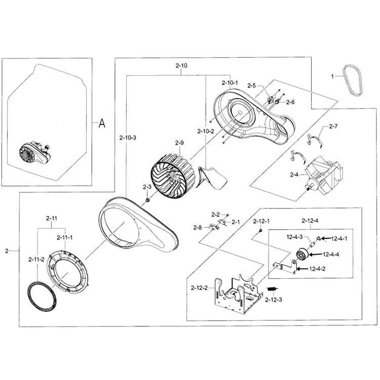 Motor Assy Diagram and Parts List for DV50F9A6EVW A2-0000 Samsung Dryer
