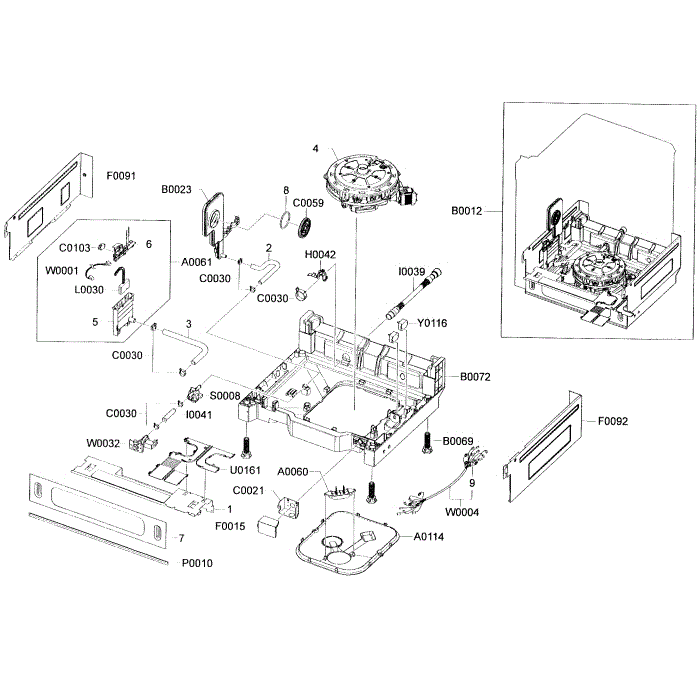Base Assembly Diagram and Parts List for DMR77LHS XAA-00 Samsung Dishwasher