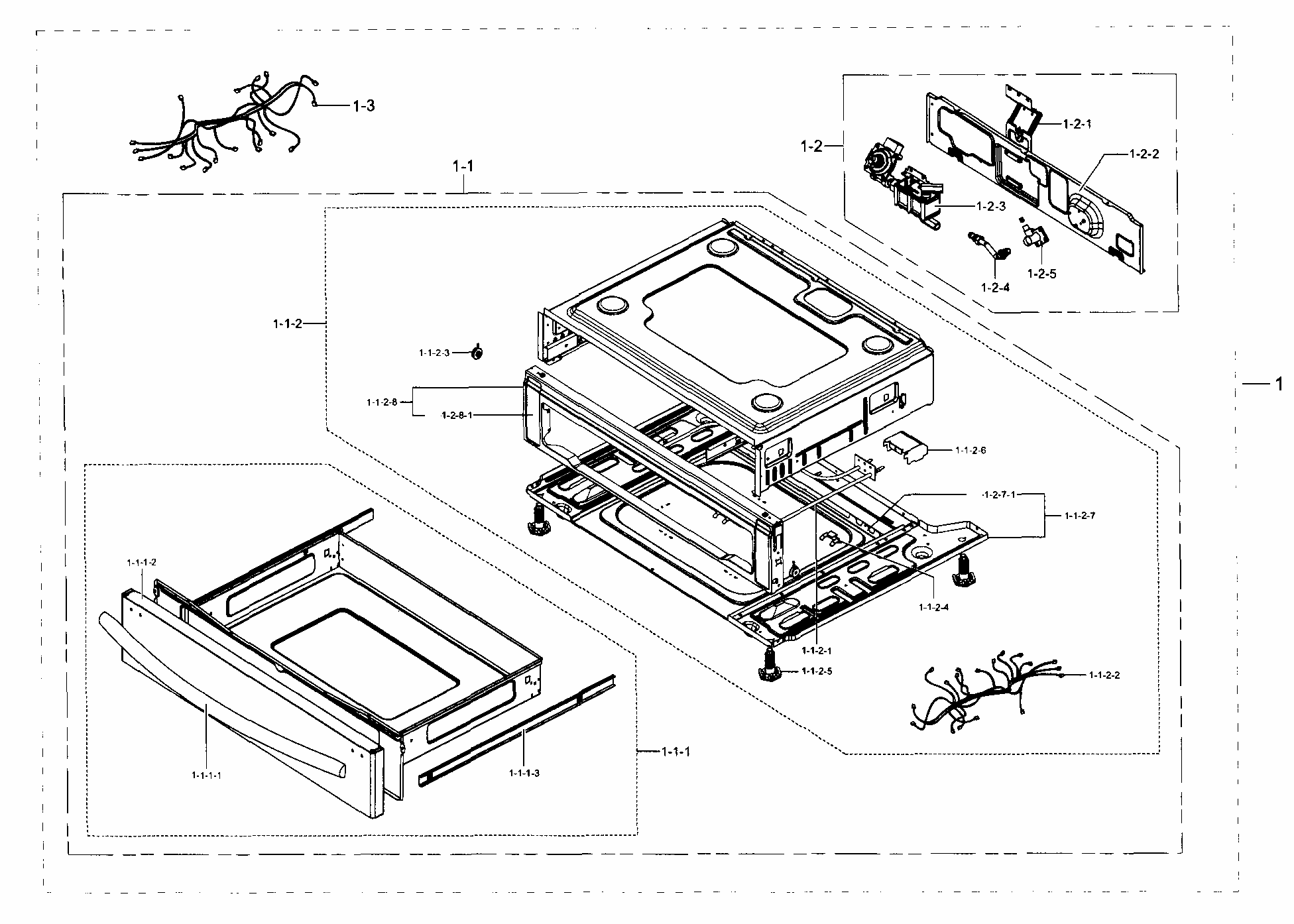 Drawer Diagram and Parts List for FX710BGS XAA-0003 Samsung Range