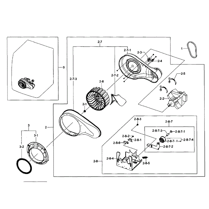 Motor Assembly Diagram and Parts List for DV431AEP XAA-01 Samsung Dryer