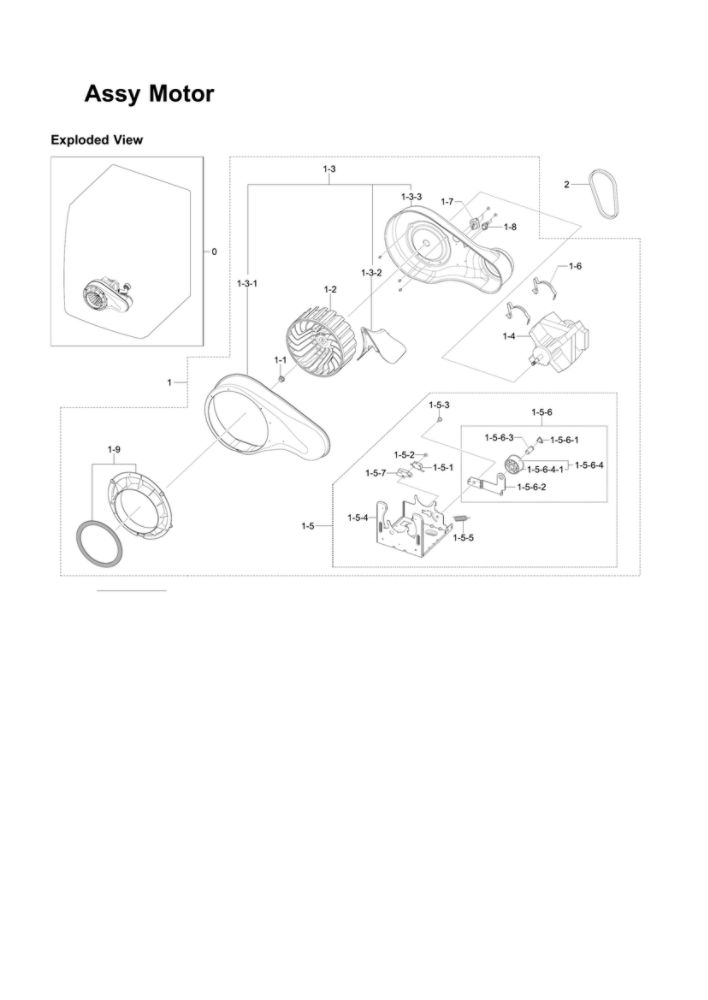 Motor Assembly Diagram and Parts List for DV419AGU XAA-03 Samsung Dryer