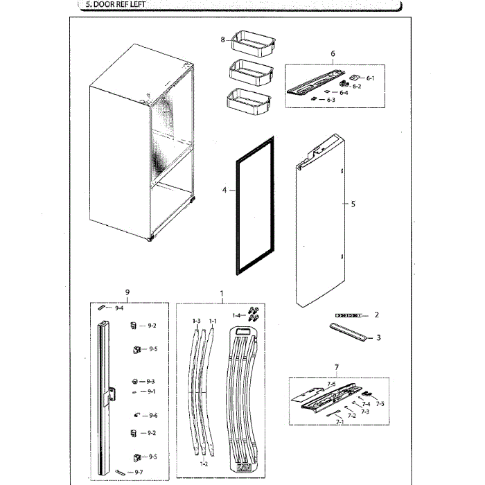 Fridge Door Lt Diagram and Parts List for RF261BEAESG AA-02 Samsung Refrigerator