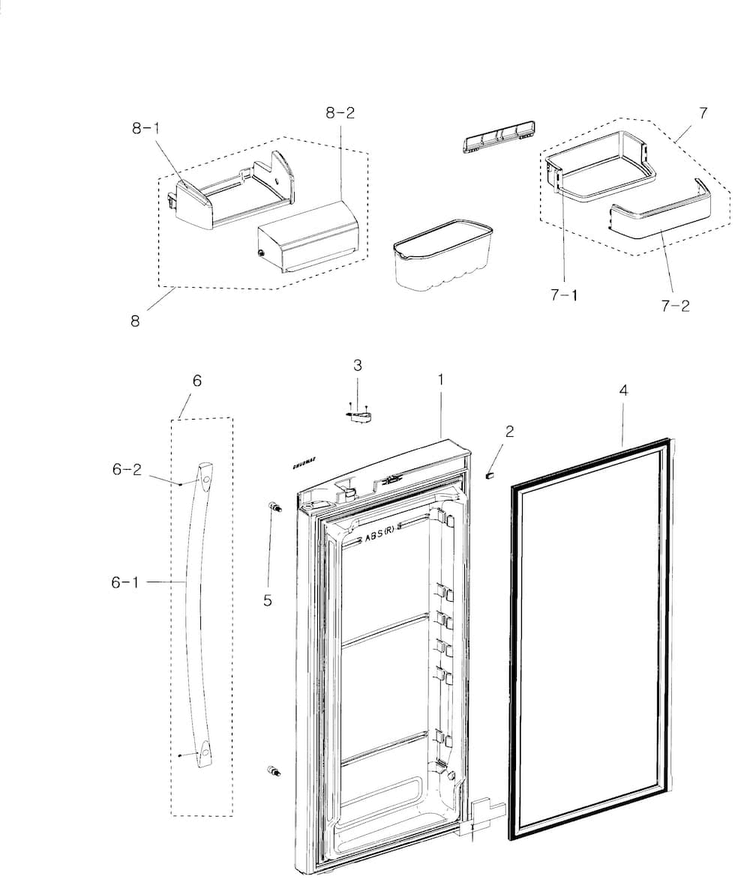Right Door Diagram and Parts List for RFG299ABRS XAA-0000 Samsung Refrigerator