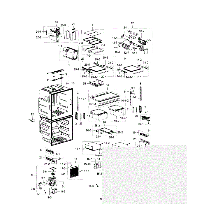 Fridge Diagram and Parts List for RF28K9380SR AA-00 Samsung Refrigerator