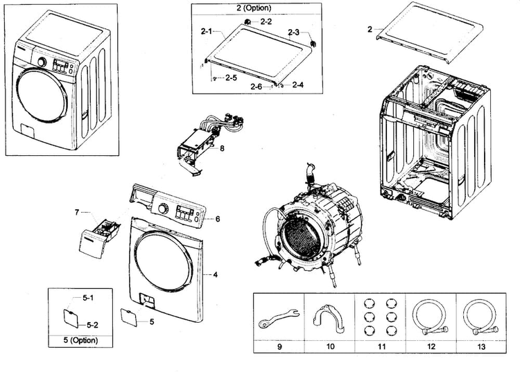 Main Assy Diagram and Parts List for WF431ABP XAA-0001 Samsung Washer