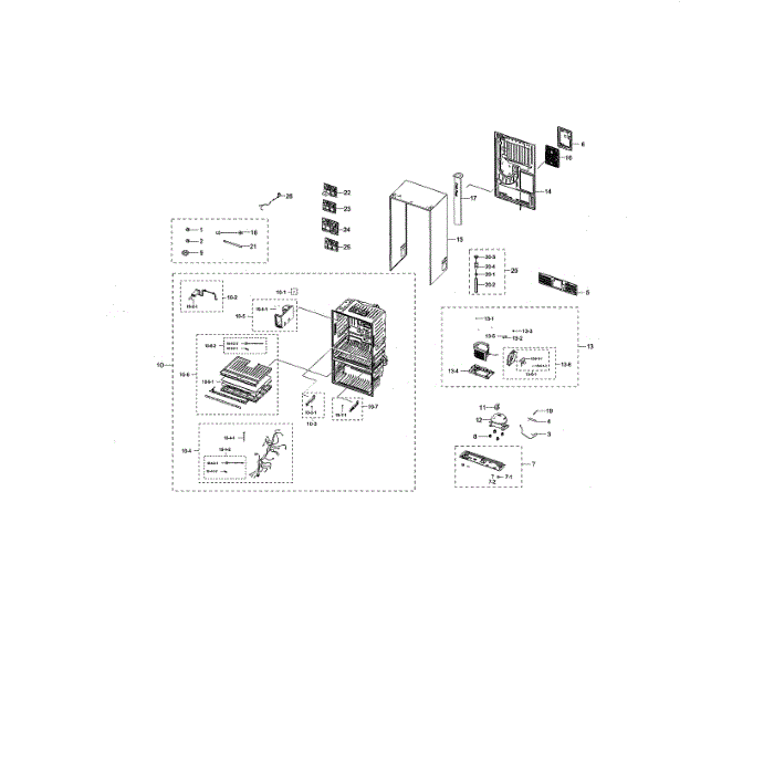 Cabinet 2 Diagram and Parts List for RF28NHEDBSG AA-00 Samsung Refrigerator