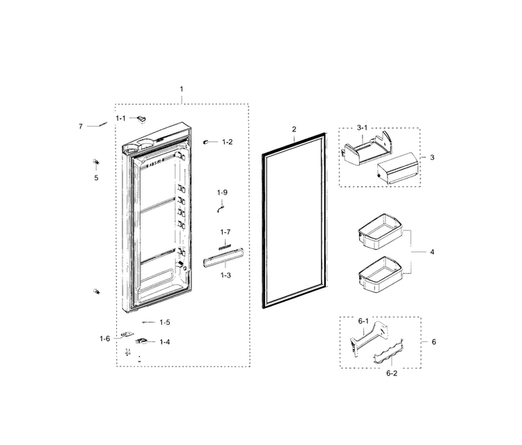 Refrigerator Door R Diagram and Parts List for RFG238AABP XAA-0000 Samsung Refrigerator