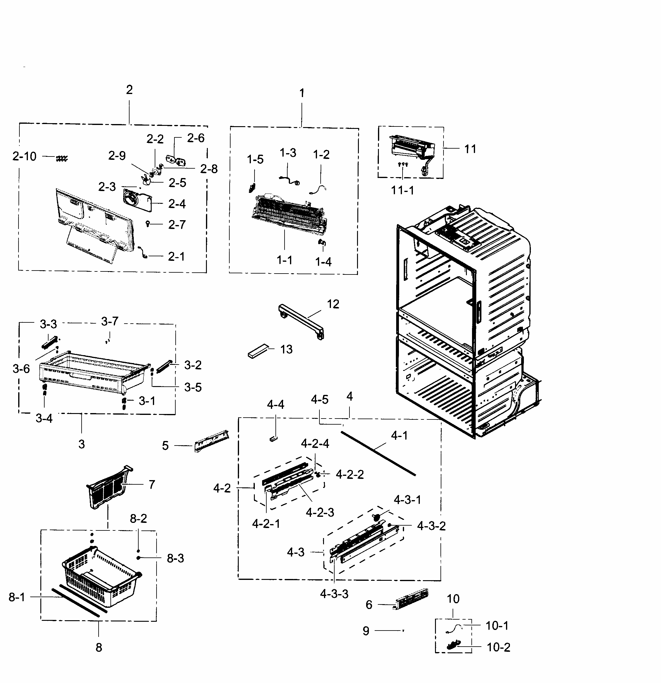 Freezer Diagram and Parts List for RF28HMEDBBC AA-0005 Samsung Refrigerator