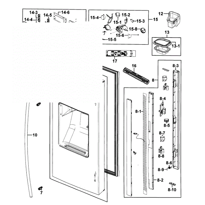 Fridge Door L Diagram and Parts List for RF268ACPN XAA-00 Samsung Refrigerator