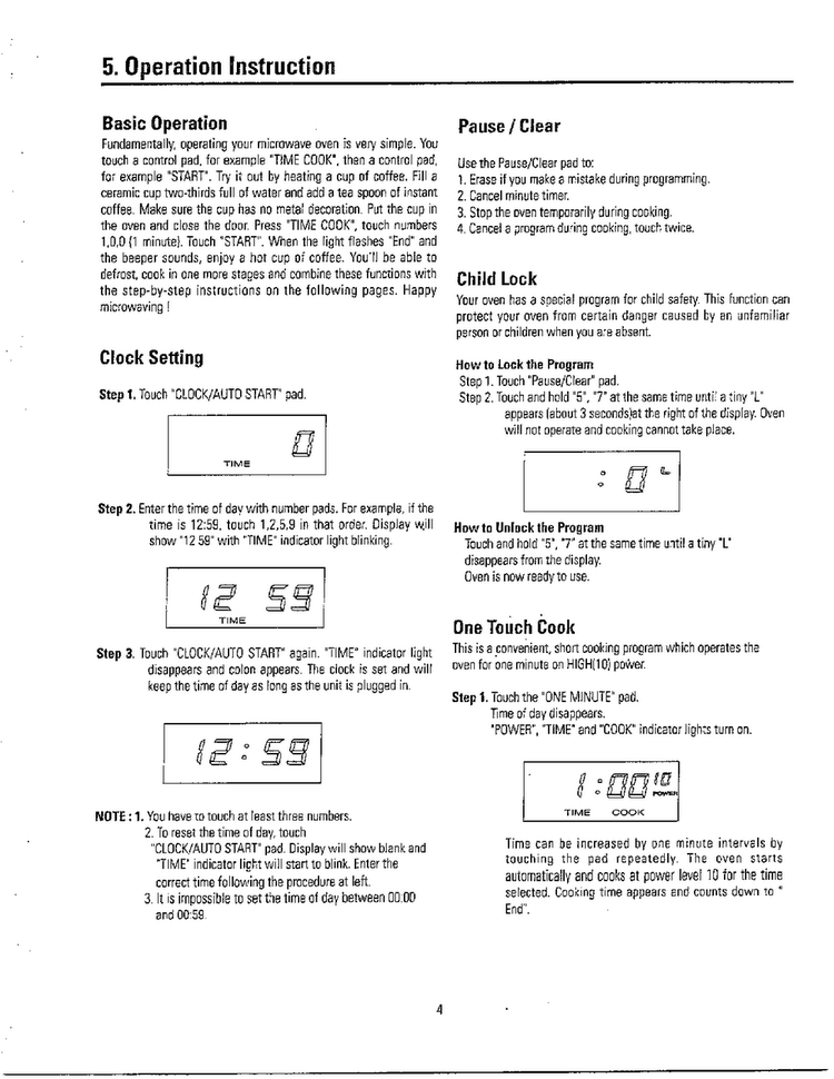 Operation Instruction Diagram and Parts List for MW5330T XAA Samsung Microwave