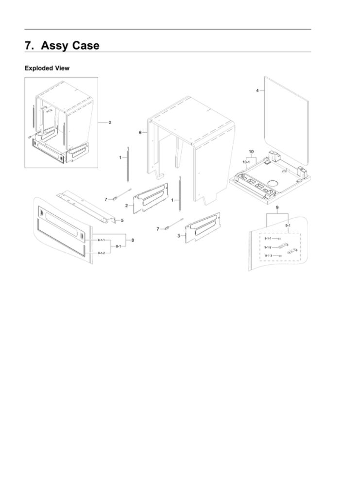 Case Assembly Diagram and Parts List for DW80R5061UT AA-00 Samsung Dishwasher