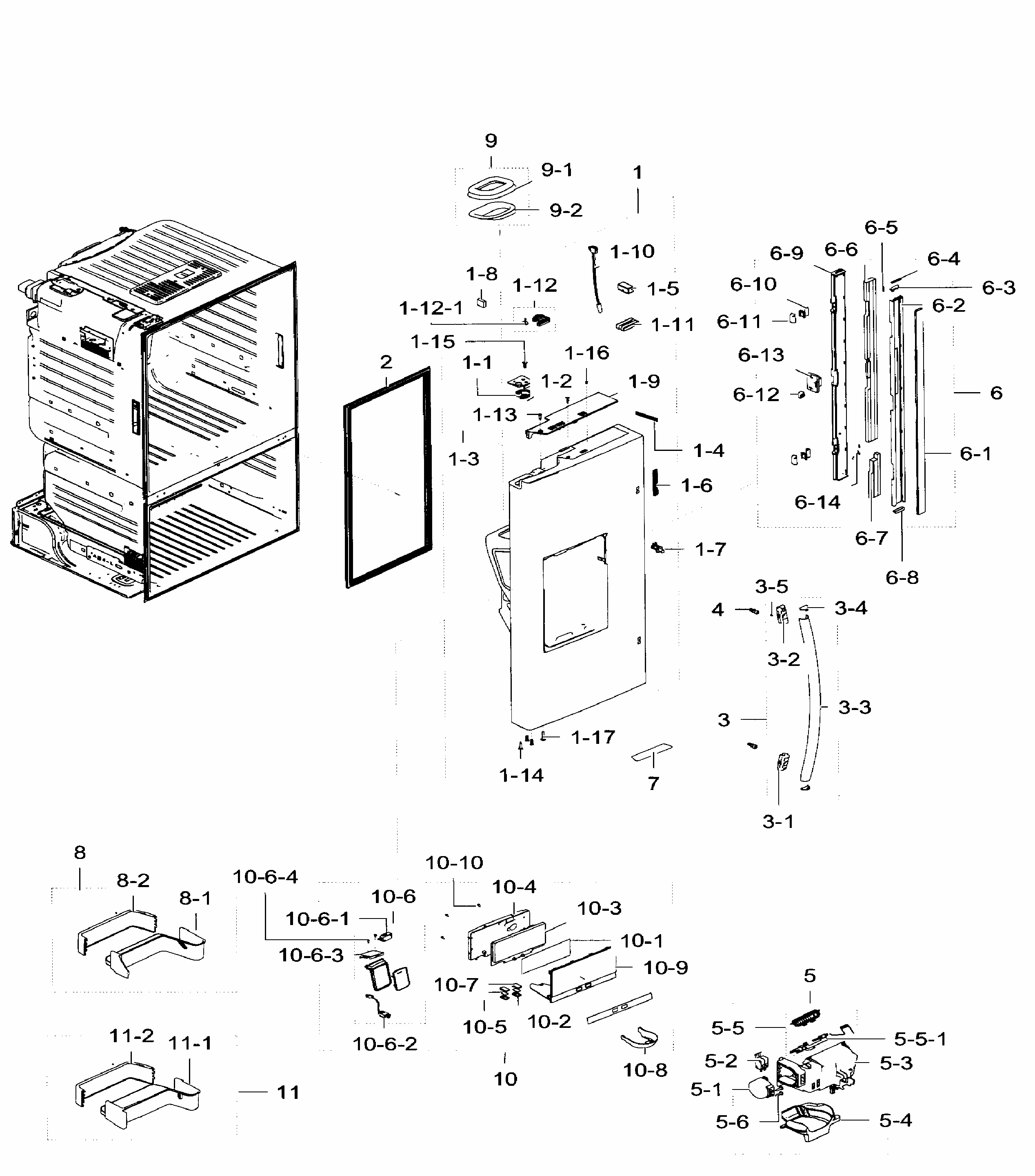 Left Door Diagram and Parts List for RF28HFEDBWW AA-0006 Samsung Refrigerator
