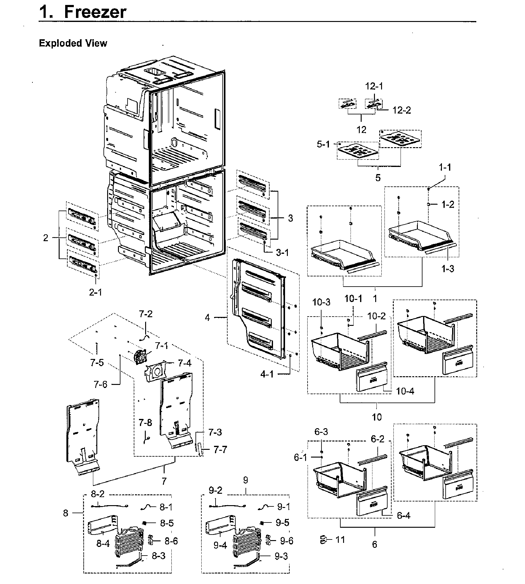 Freezer Diagram and Parts List for RF28K9580SG AA-0002 Samsung Refrigerator