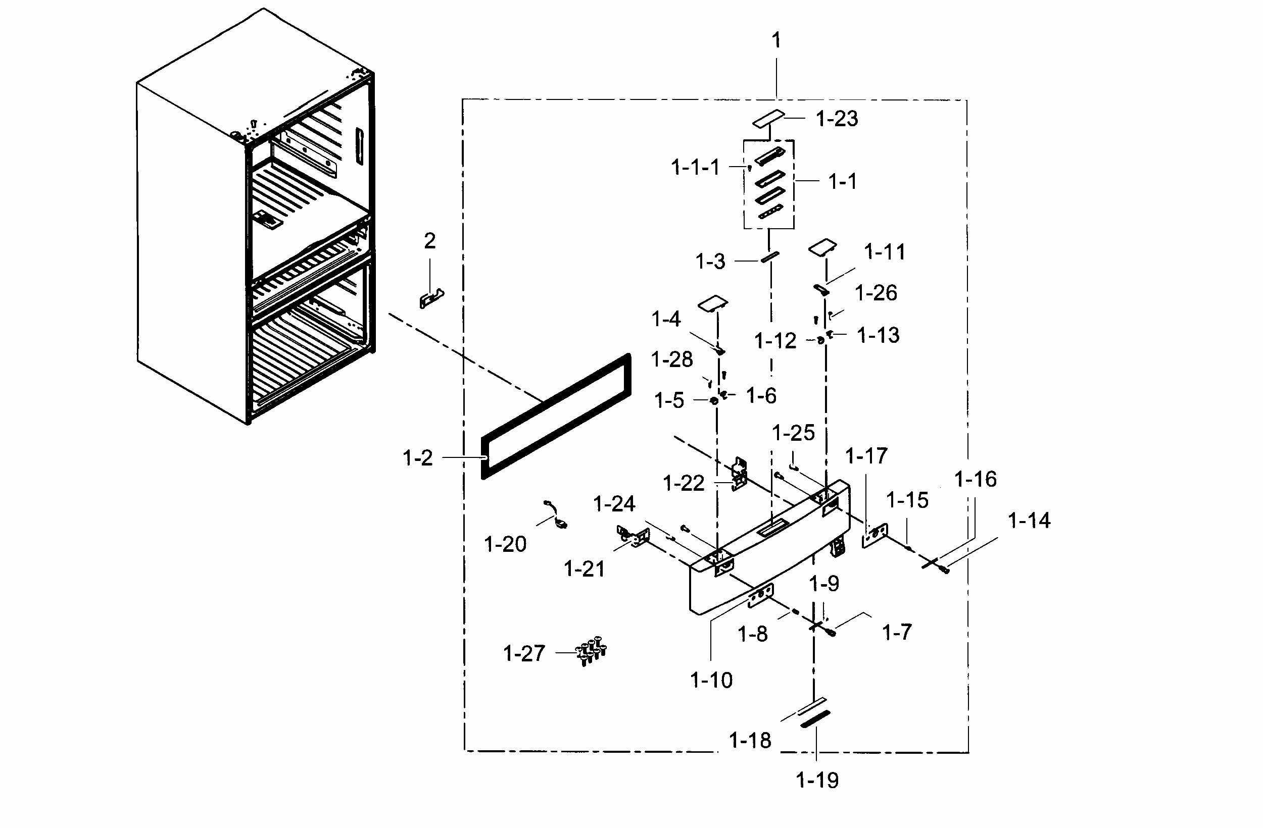 Flexzone Door Diagram and Parts List for RF31FMESBSR AA-0006 Samsung Refrigerator