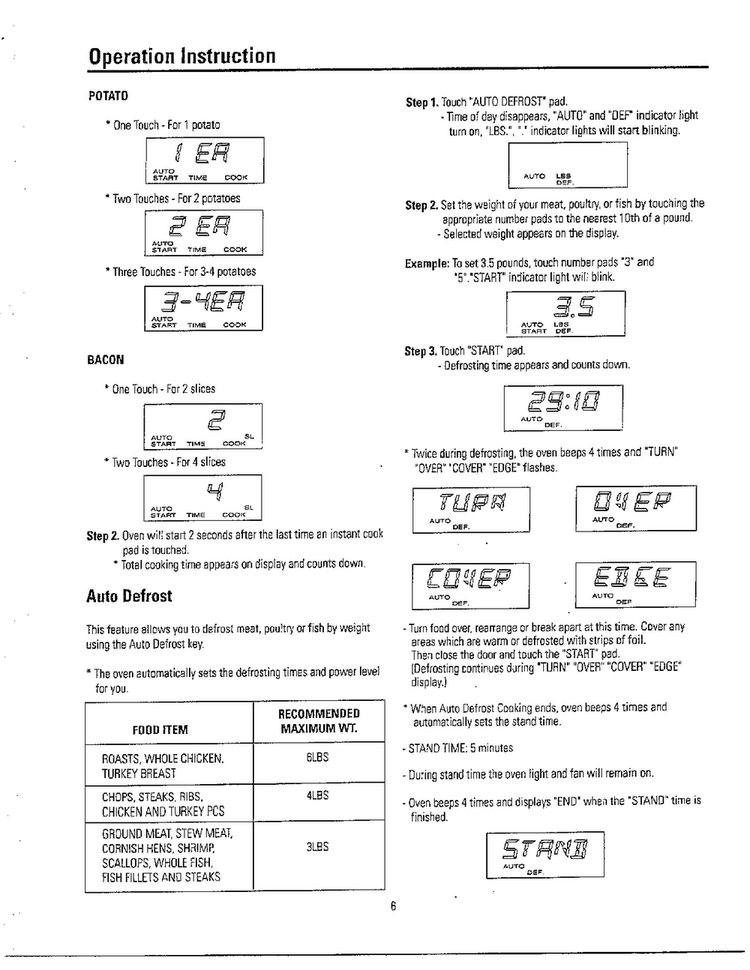 Operation Instruction Page 3 Diagram and Parts List for MW5330T XAA Samsung Microwave