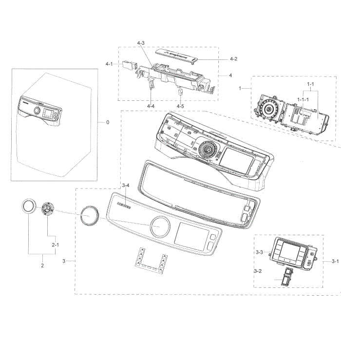 Control Panel Diagram and Parts List for DV45K6500GV A3-00 Samsung Dryer
