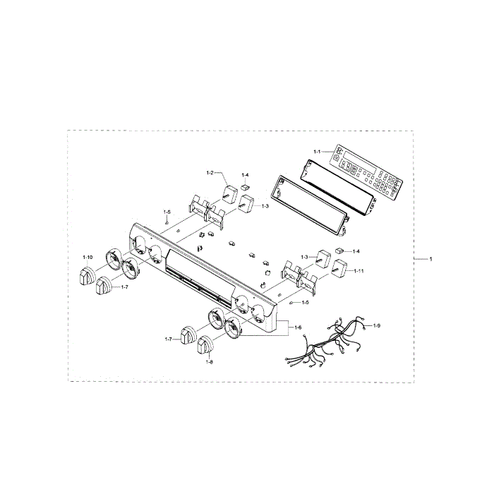 Control Panel Diagram and Parts List for NE58H9950WS AA-00 Samsung Range