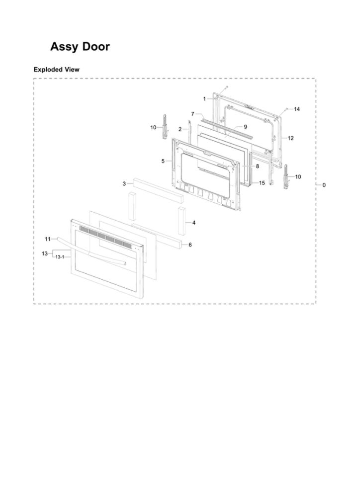 Door Assembly Diagram and Parts List for NX58M6630SG AA-00 Samsung Range