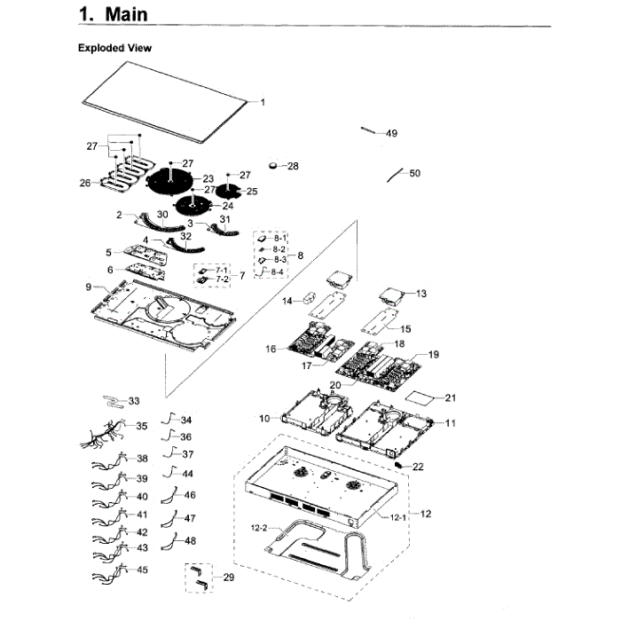 Cooktop Diagram and Parts List for NZ36K7880UG AA-00 Samsung Cooktop
