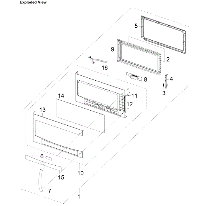 Door Assembly Diagram and Parts List for SMH2117S XAA-01 Samsung Microwave