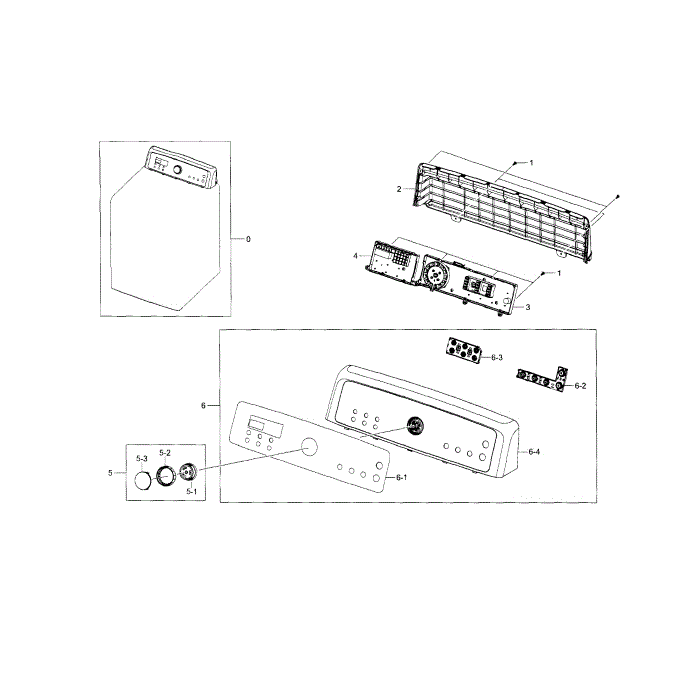Control Panel Diagram and Parts List for DV5471AGP XAA-03 Samsung Dryer