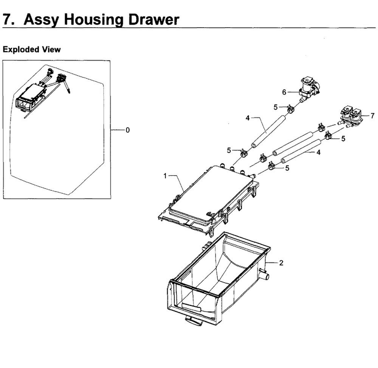 Housing-drawer Diagram and Parts List for WF219ANB XAA-0001 Samsung Washer