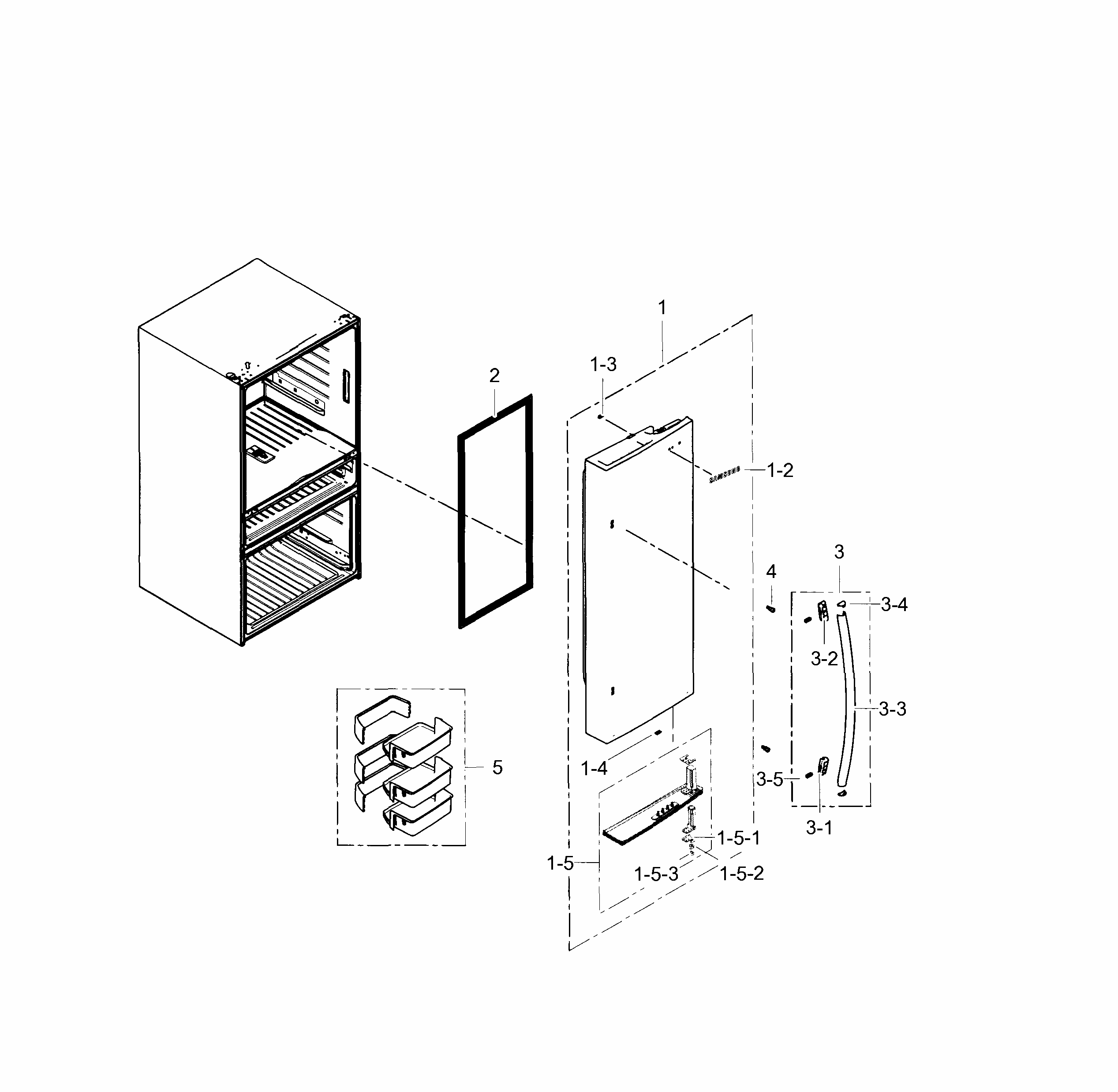 Refrigerator Door R Diagram and Parts List for RF23HSESBSR AA-0000 Samsung Refrigerator