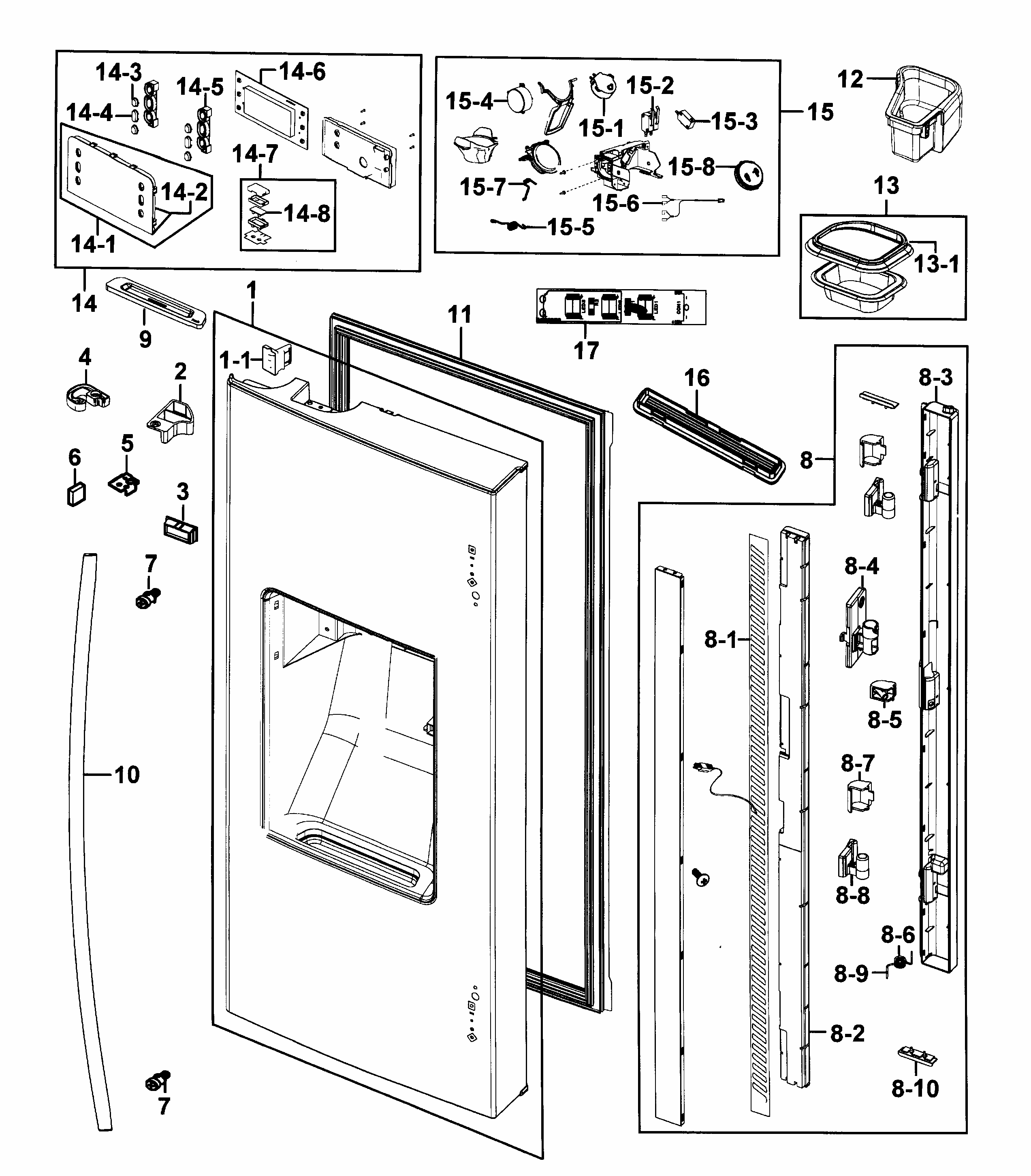 Fridge Door L Diagram and Parts List for RF268ACPN XAA-0001 Samsung Refrigerator