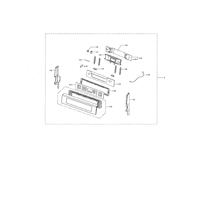Control Assembly Diagram and Parts List for NE599N1PBSR AC-03 Samsung Range