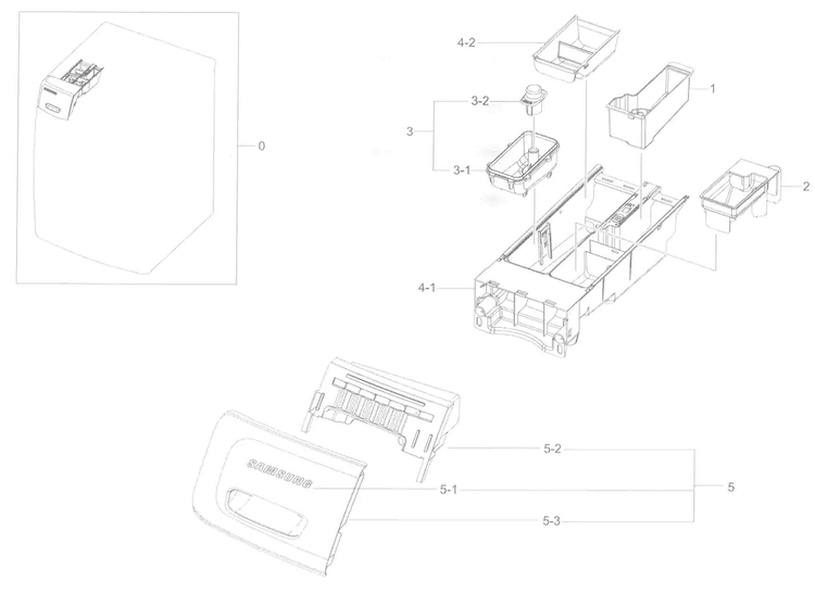 Drawer Diagram and Parts List for WF45K6200AW A2-0000 Samsung Washer