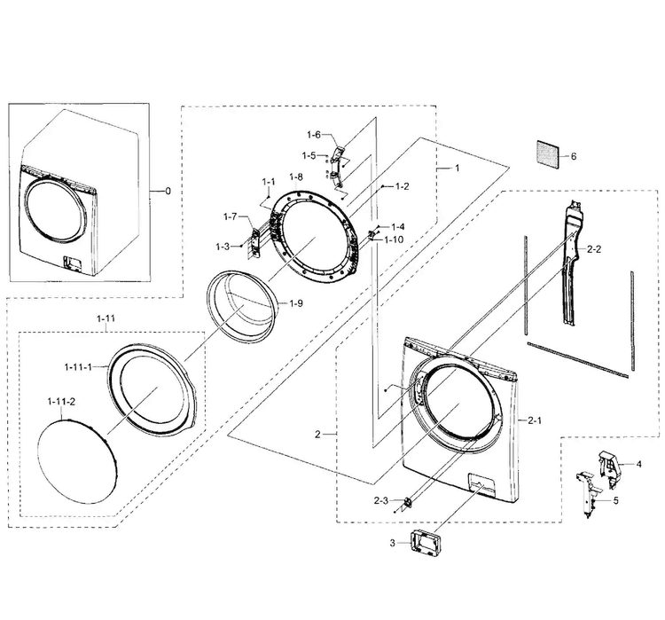 Frame Diagram and Parts List for WF350ANW XAA-0001 Samsung Washer