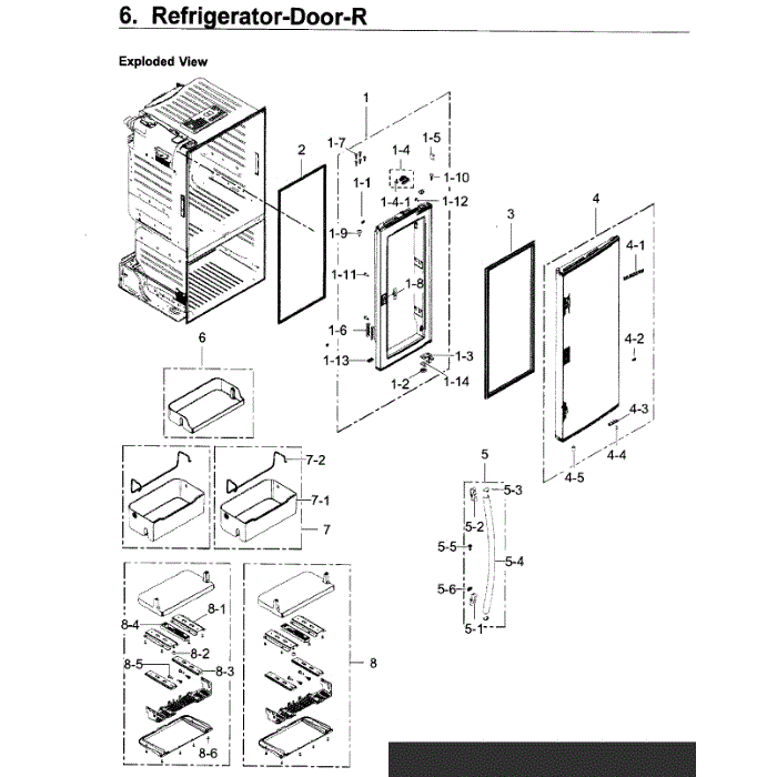 Fridge Door R Diagram and Parts List for RF22KREDBSR AA-01 Samsung Refrigerator