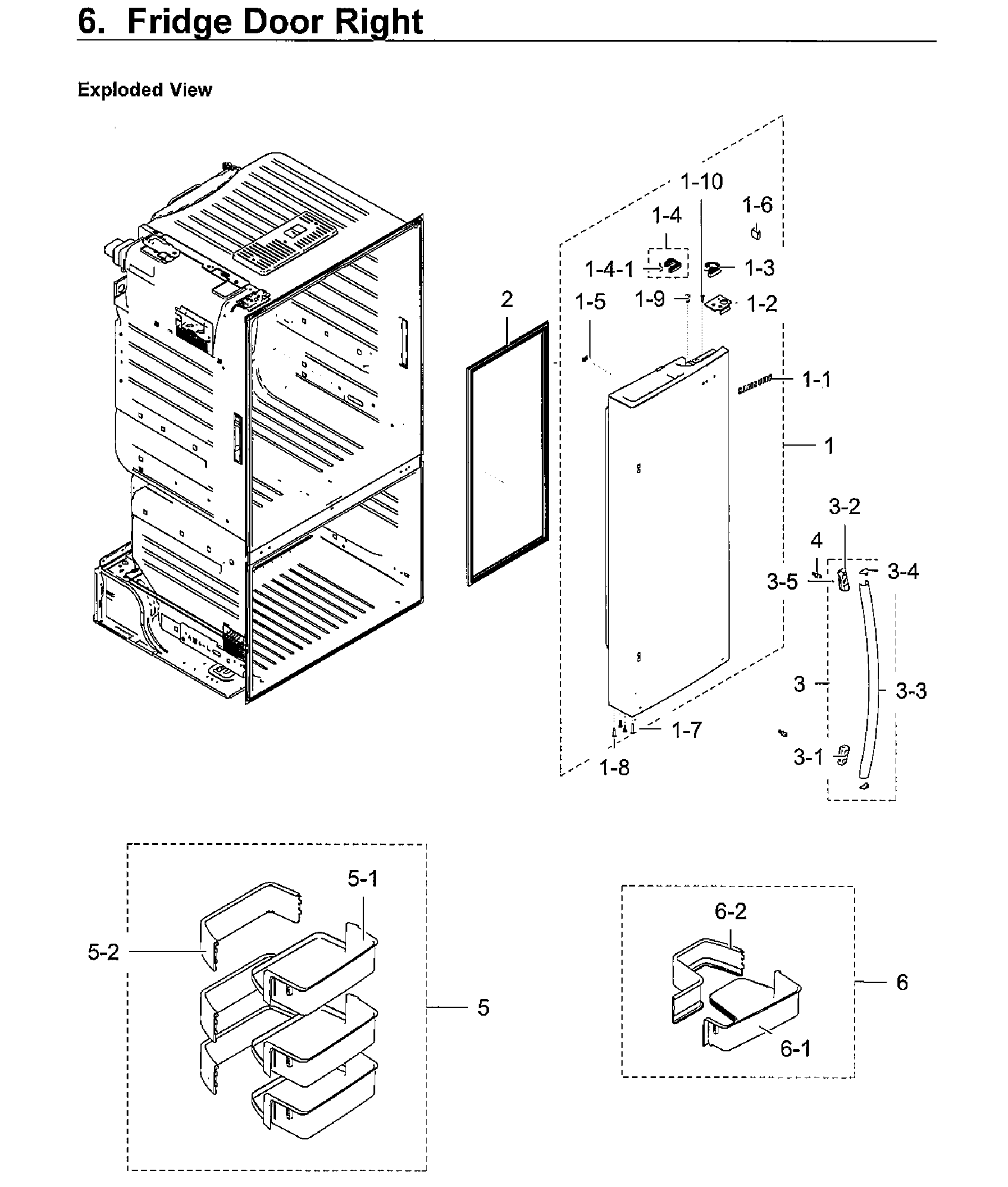 Fridge Right Door Diagram and Parts List for RF28HFEDBWW AA-0011 Samsung Refrigerator