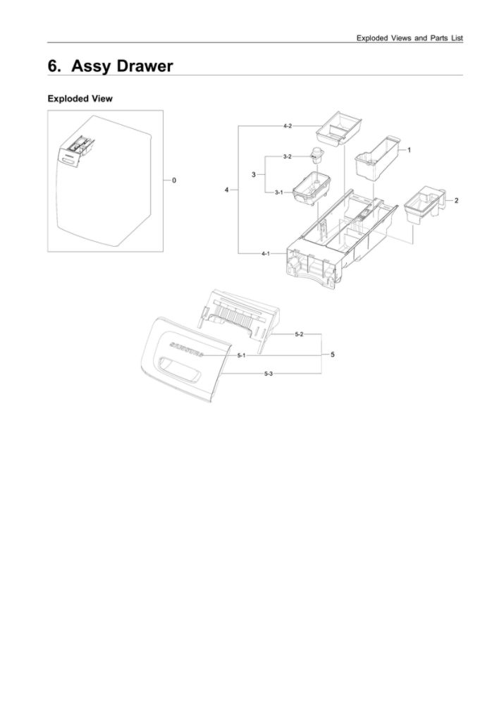 Drawer Parts Diagram and Parts List for WF45K6500AV A2-01 Samsung Washer