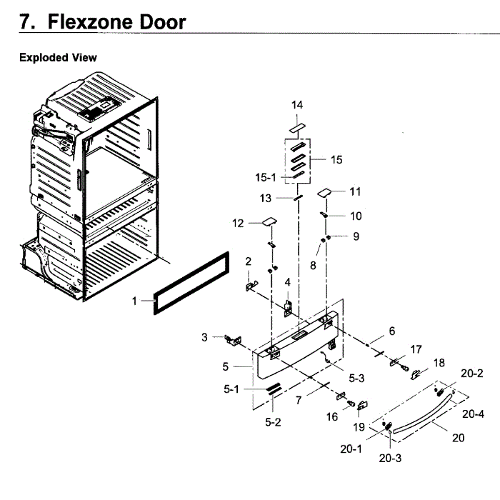 Flexzone Diagram and Parts List for RF4267HARS XAA-05 Samsung Refrigerator