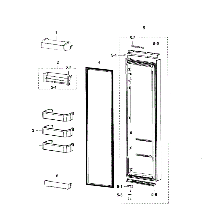 Right Door Diagram and Parts List for RSG307AARS XAA-02 Samsung Refrigerator