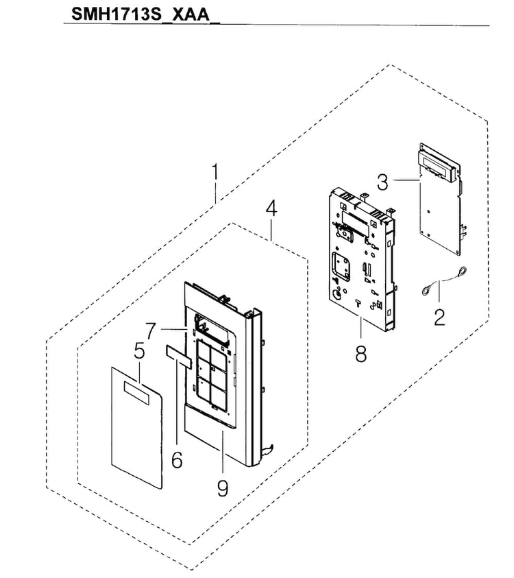 Control Diagram and Parts List for SMH1713S XAA-0001 Samsung Microwave