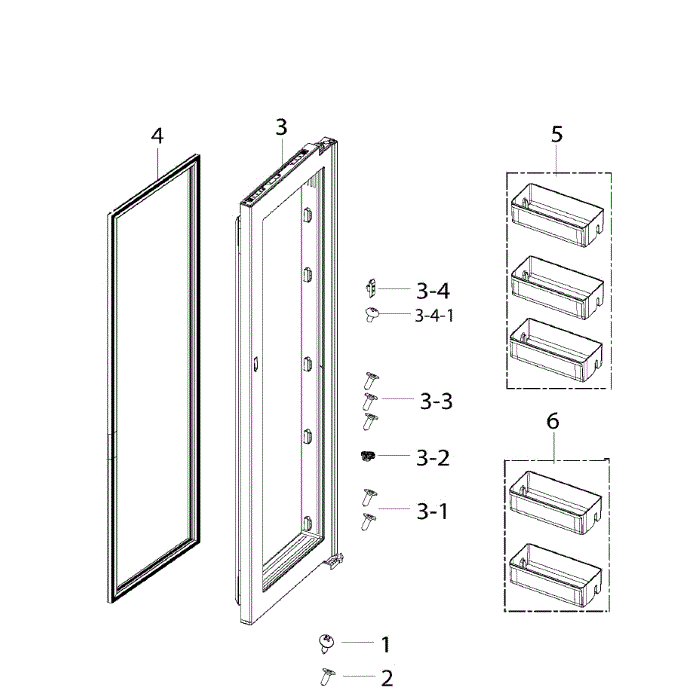 Door Fridge In Diagram and Parts List for RH25H5611WW AA-01 Samsung Refrigerator