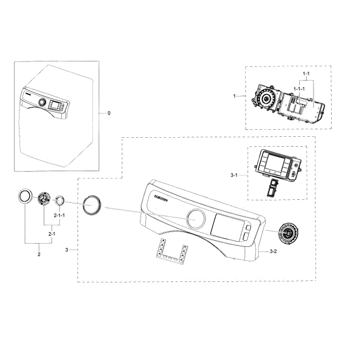 Control Panel Diagram and Parts List for DV42H5600GW A3-00 Samsung Dryer