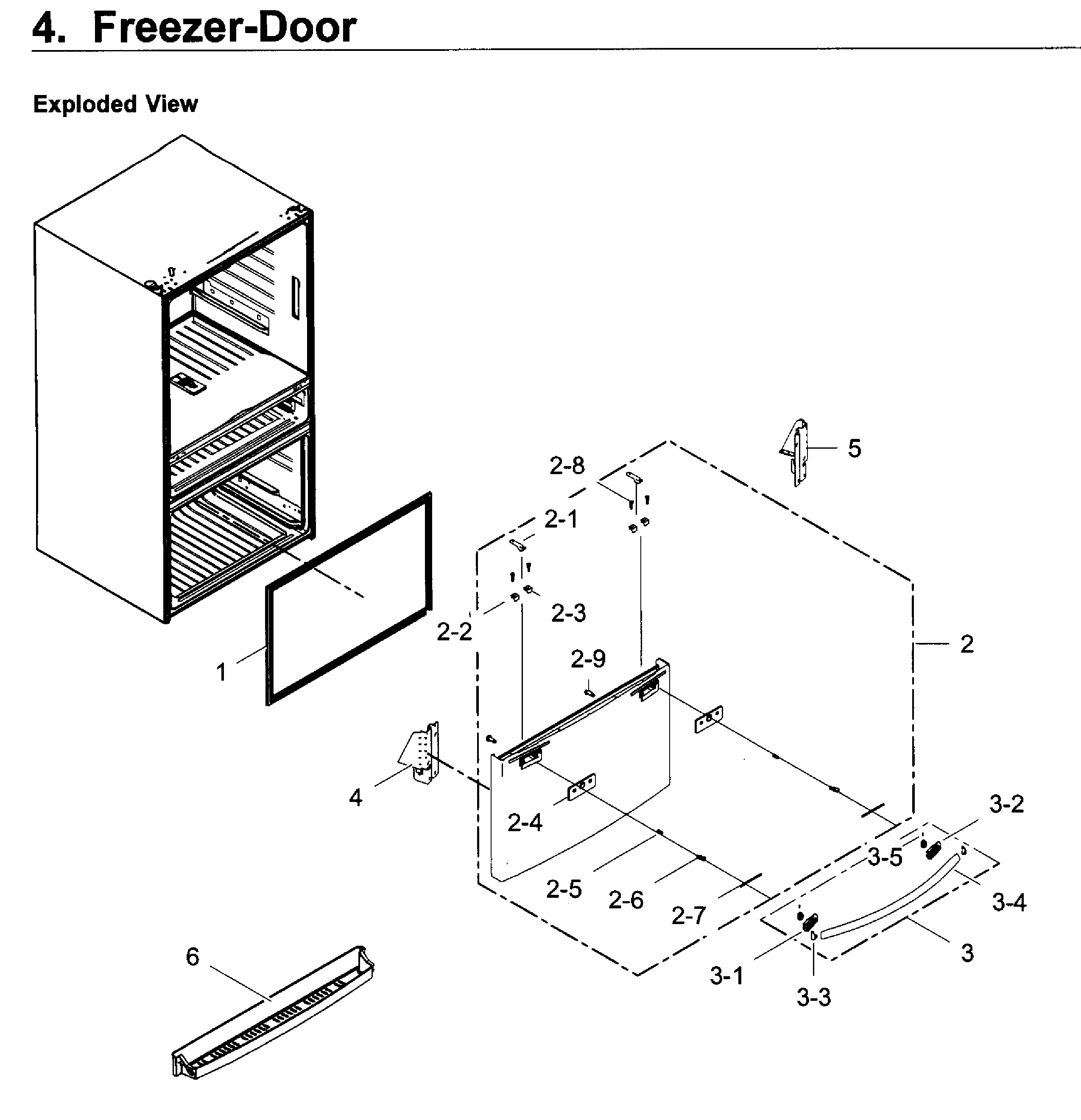 Freezer Door Diagram and Parts List for RF22KREDBSG AA-0003 Samsung Refrigerator