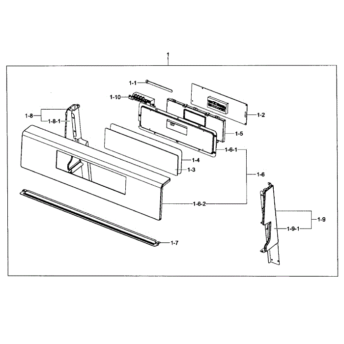 Control Panel Diagram and Parts List for FX510BGS XAA-02 Samsung Range