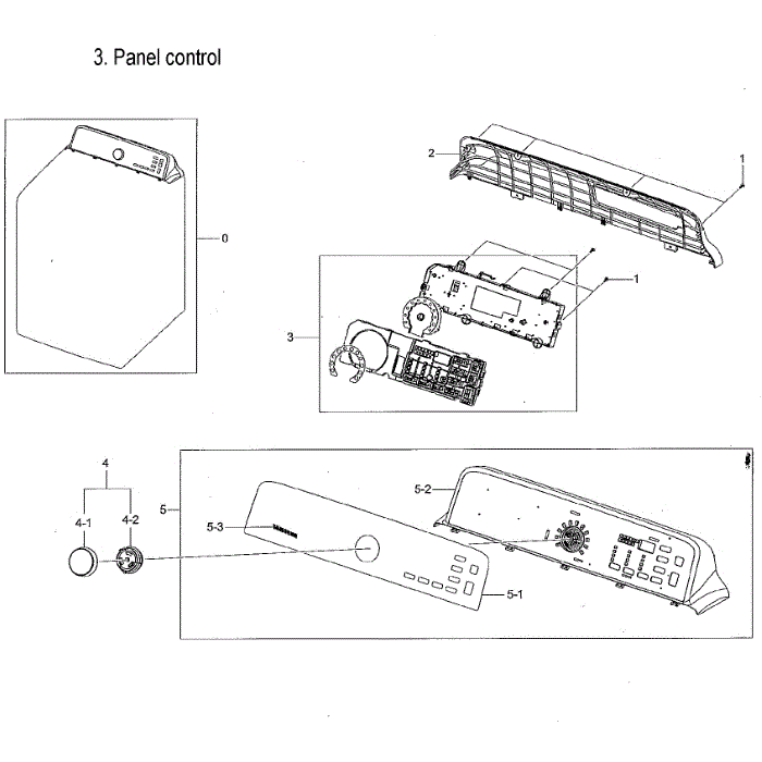 Control Panel Diagram and Parts List for DVG50M7450P A3-00 Samsung Dryer