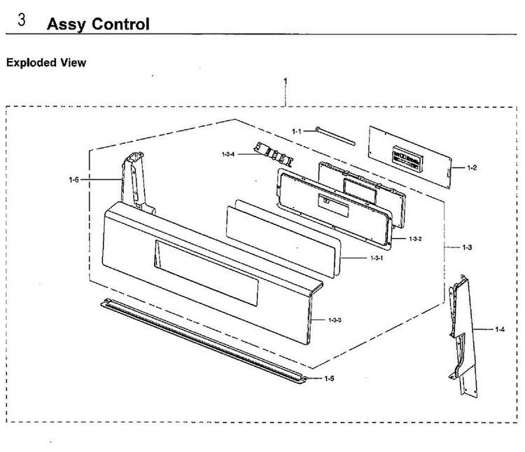 Control Diagram and Parts List for NX58F5700WS AA-0004 Samsung Range